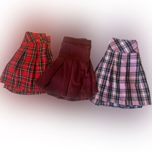 Old Navy and Garanimals Girls' Pleated Skort Trio - Red, Burgundy & Pink Plaid